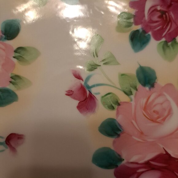 Vintage Hand Painted Porcelain Floral Roses 9.5" Luncheon Salad Dinner Plate - Picture 11 of 12